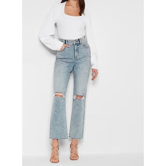 Express Square Neck Fitted Pullover Sweater XL - Picture 2 of 5